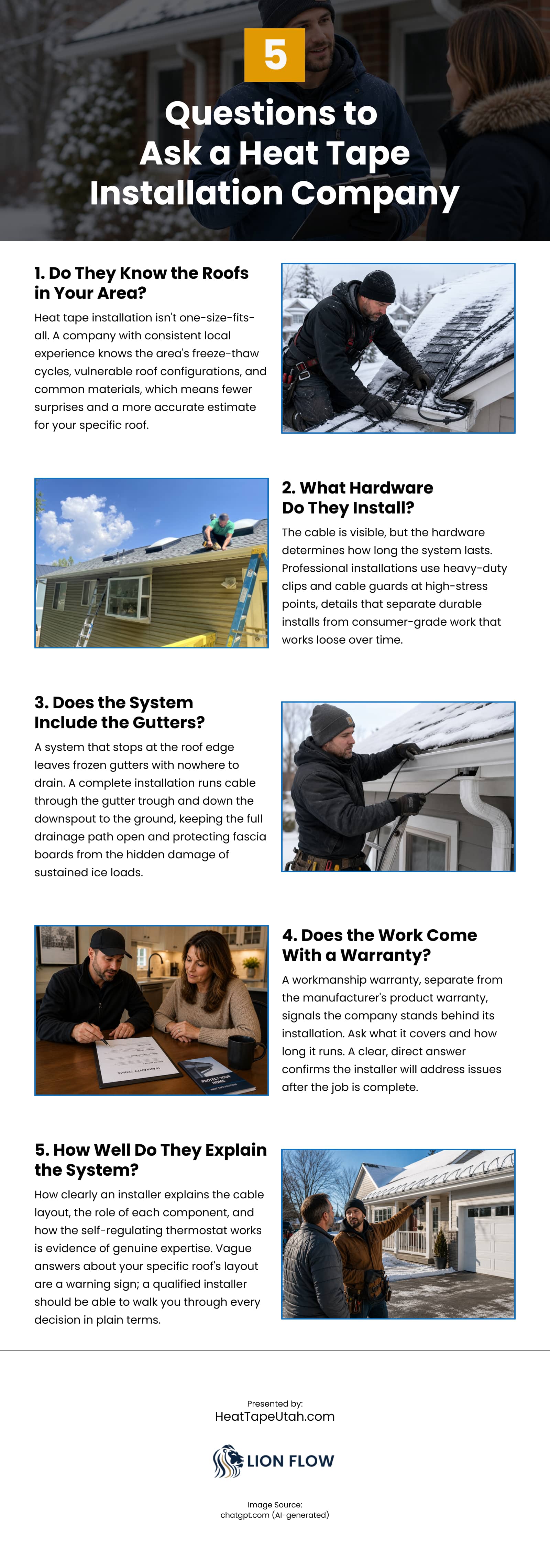 5 Questions to Ask a Heat Tape Installation Company Infographic